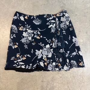 INC Navy floral mini skirt plus size